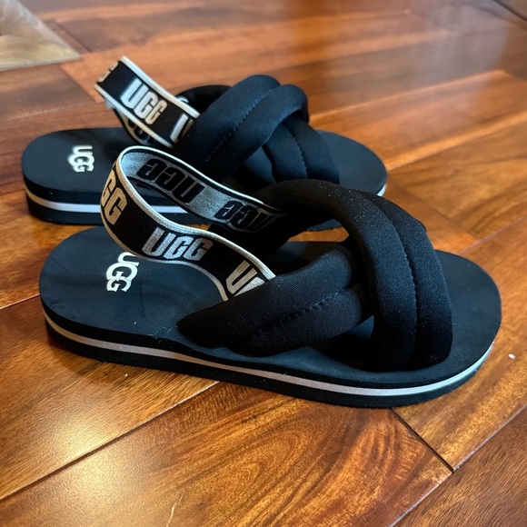UGG Black Sandals with Slingback and Crisscross Straps - Picture 4 of 11